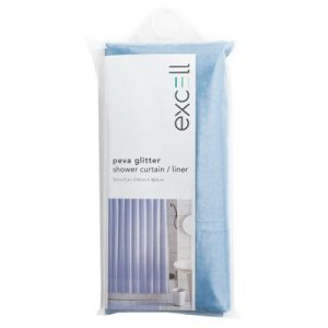 Shower Curtain, Anti-Mildew PEVA, Blue Glitter, 70 x 72-In.